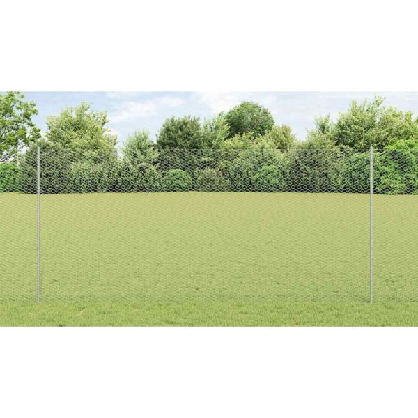 Zaun mit Pfosten Silber 1,4 x 25 m Stahl
