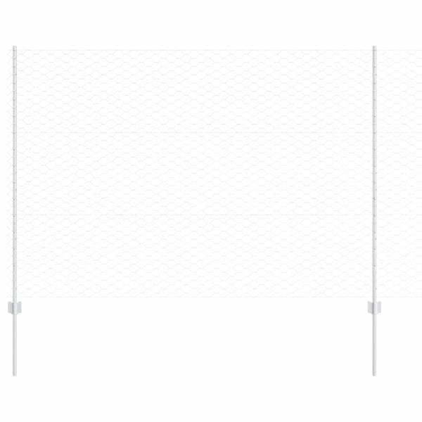 Sechseckzaun mit Pfosten 25 x 1,5 m Verzinkter Stahl Silber