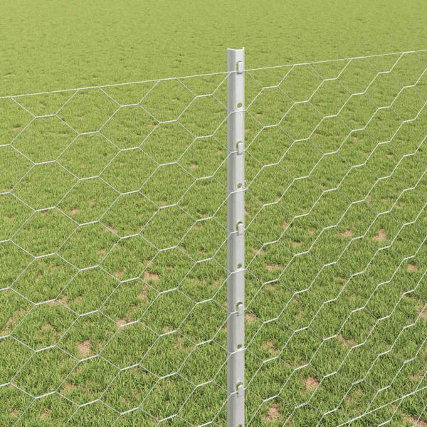 Sechseckzaun mit Pfosten 25 x 1,5 m Verzinkter Stahl Silber