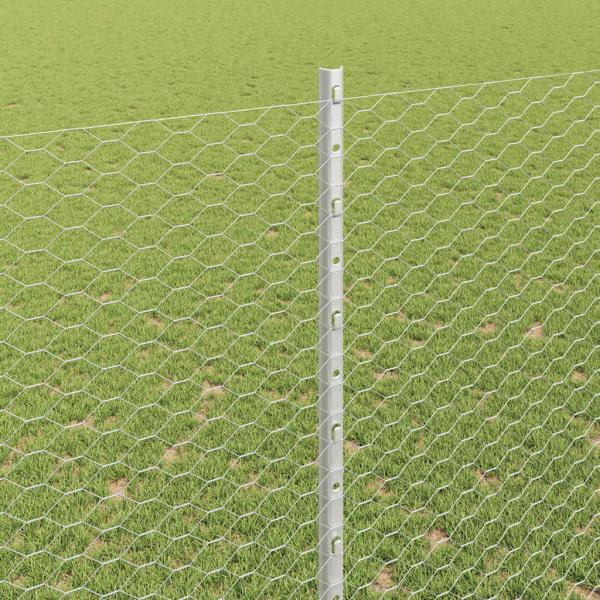Sechseckzaun mit Pfosten 25 x 1,6 m Verzinkter Stahl Silber