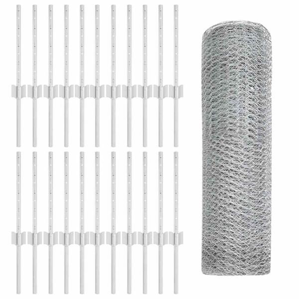 Zaun mit Pfosten Silber 0,4 x 50 m Stahl