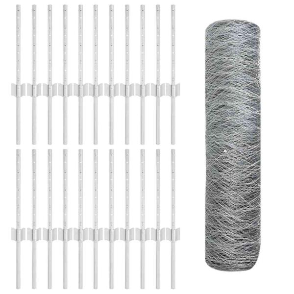 Zaun mit Pfosten Silber 0,4 x 50 m Stahl