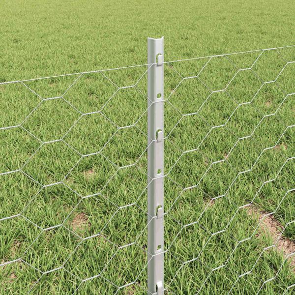Sechseckiger Zaun mit Pfosten 50 x 0,4 m Verzinkter Stahl Netz