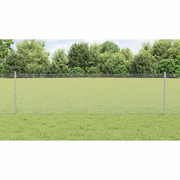 Zaun mit Pfosten Silber 0,6 x 50 m Stahl