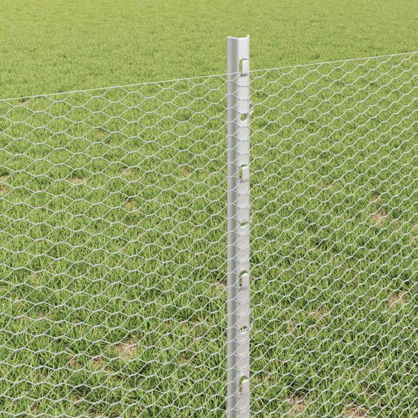 Zaun mit Pfosten Silber 0,6 x 50 m Stahl