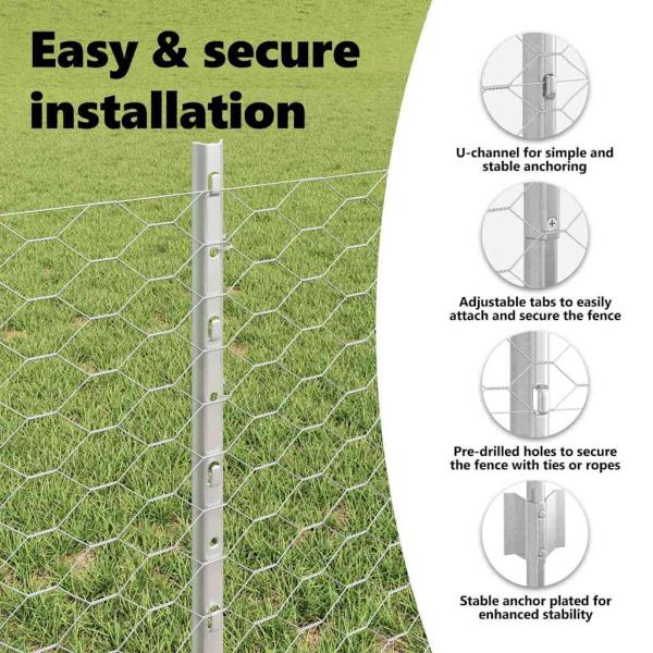 Sechseckzaun mit Pfosten 50 x 0,6 m Verzinkter Stahl Silber