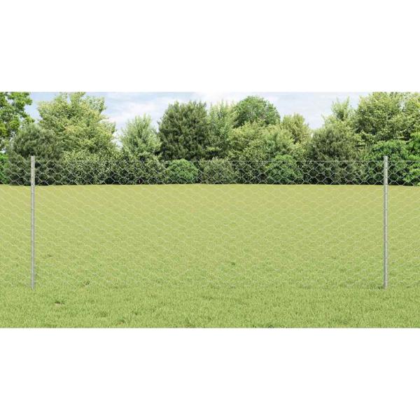 Zaun mit Pfosten Silber 0,8 x 50 m Stahl