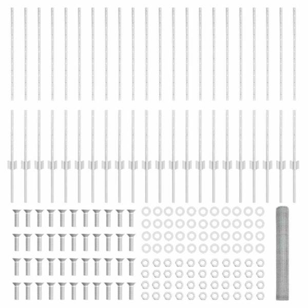 Zaun mit Pfosten Silber 1 x 50 m Stahl