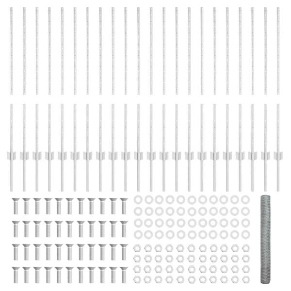 Zaun mit Pfosten Silber 1 x 50 m Stahl