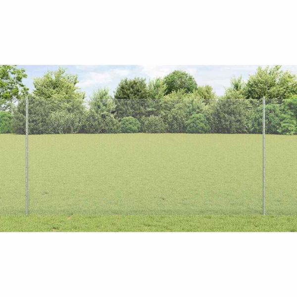 Zaun mit Pfosten Silber 1,2 x 50 m Stahl