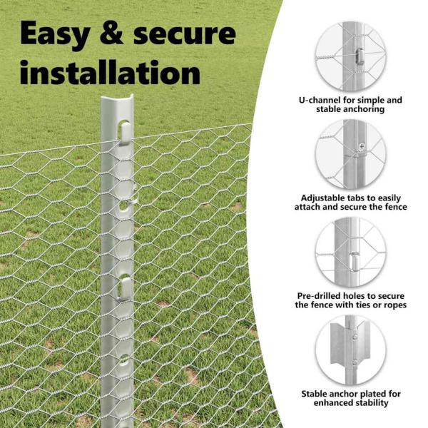 Zaun mit Pfosten Silber 1,2 x 50 m Stahl
