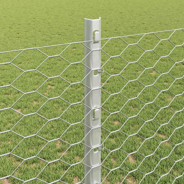 Zaun mit Pfosten Silber 1,2 x 50 m Stahl
