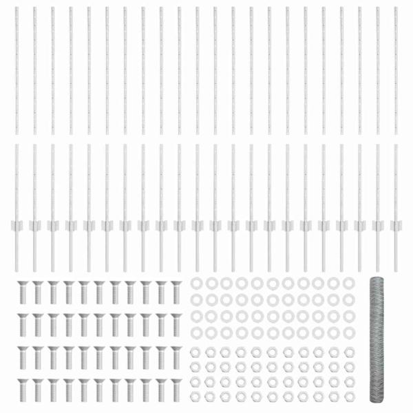 Zaun mit Pfosten Silber 1,2 x 50 m Stahl