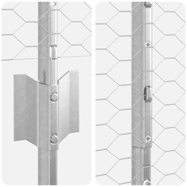 Zaun mit Pfosten Silber 1,4 x 50 m Stahl