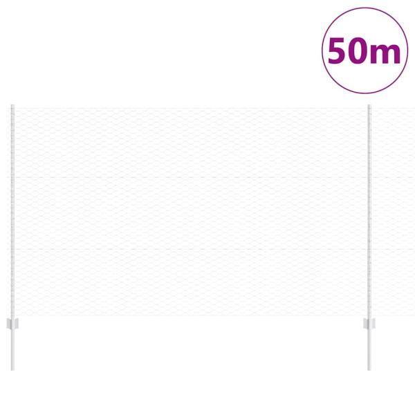 Zaun mit Pfosten Silber 1,4 x 50 m Stahl