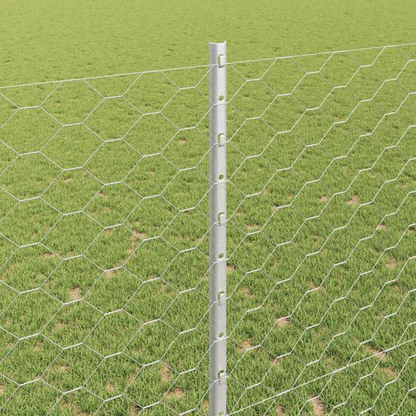 Zaun mit Pfosten Silber 1,4 x 50 m Stahl