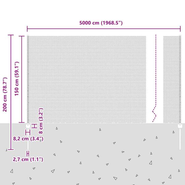 Zaun mit Pfosten Silber 1,5 x 50 m Stahl