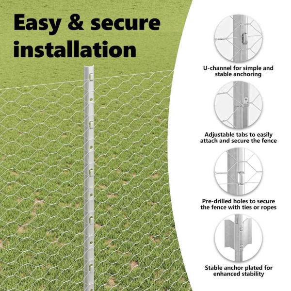 Zaun mit Pfosten Silber 1,5 x 50 m Stahl
