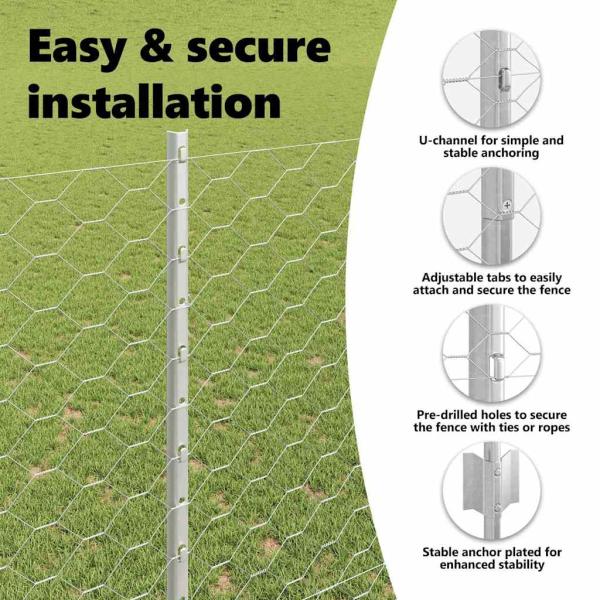 Zaun mit Pfosten Silber 1,5 x 50 m Stahl
