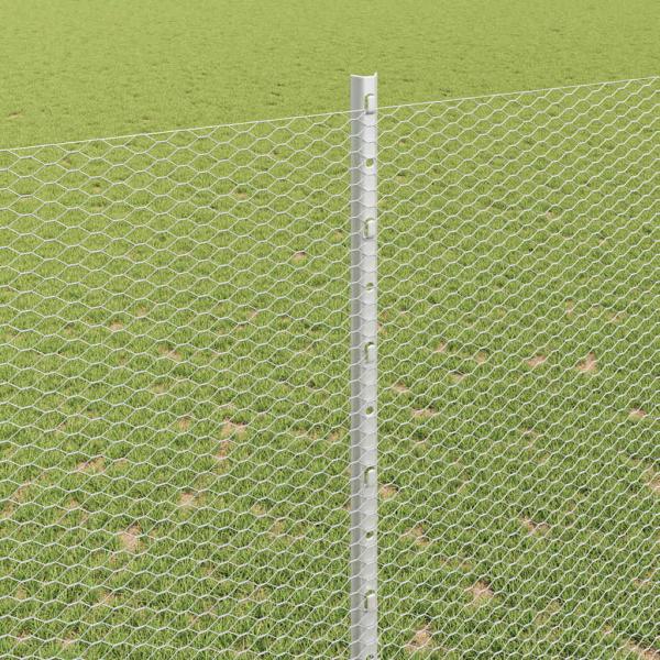 Zaun mit Pfosten Silber 1,6 x 50 m Stahl