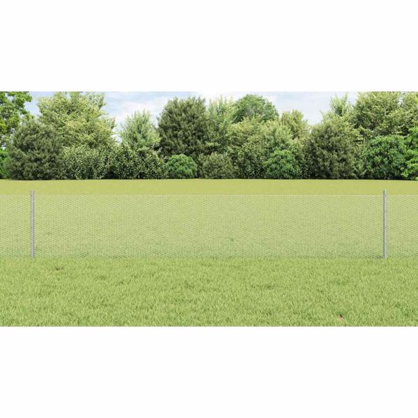 Zaun mit Pfosten Silber 0,4 x 100 m Stahl