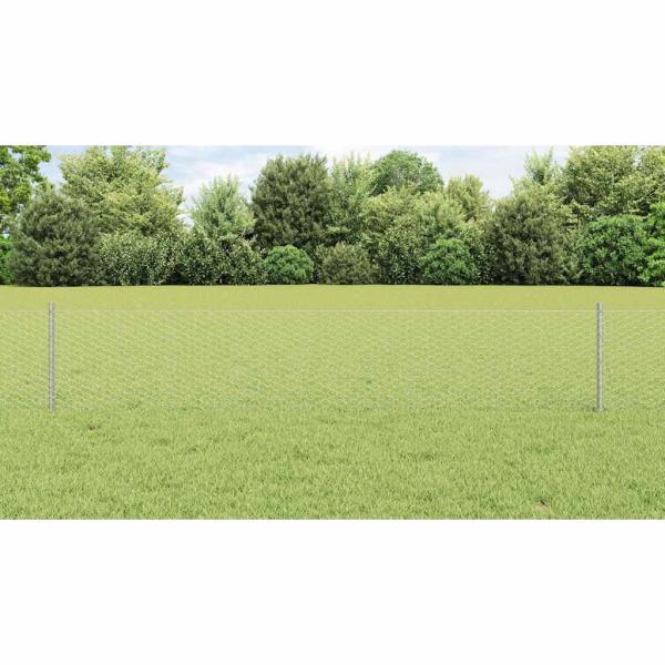 Zaun mit Pfosten Silber 0,4 x 100 m Stahl