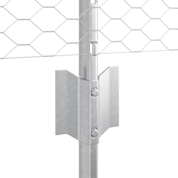 Zaun mit Pfosten Silber 0,5 x 100 m Stahl