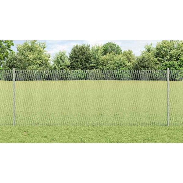 Zaun mit Pfosten Silber 0,8 x 100 m Stahl