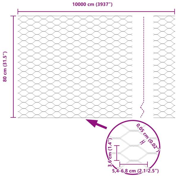 Zaun mit Pfosten Silber 0,8 x 100 m Stahl