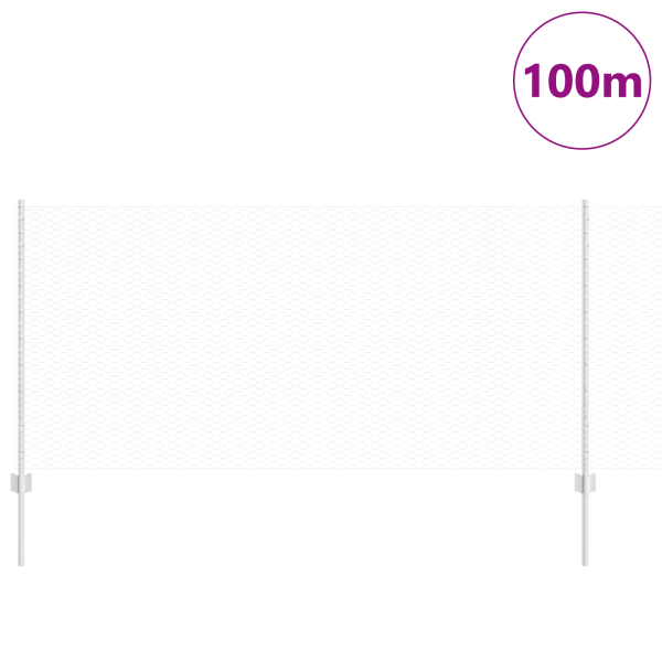 Sechseckiger Zaun mit Pfosten 100 x 1 m Verzinkter Stahl Silber