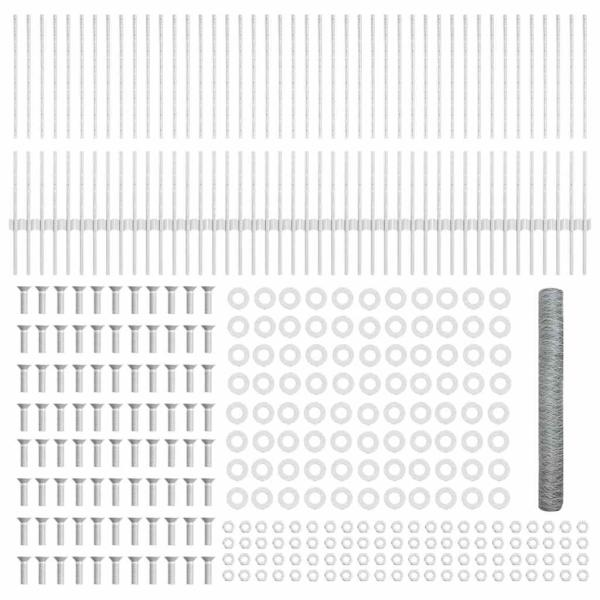 Zaun mit Pfosten Silber 1 x 100 m Stahl