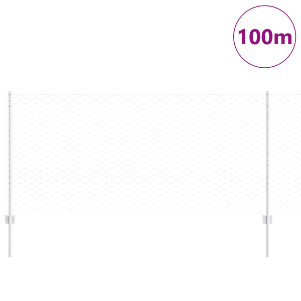 Sechseckiger Zaun mit Pfosten 100 x 1 m Verzinkter Stahl Silber