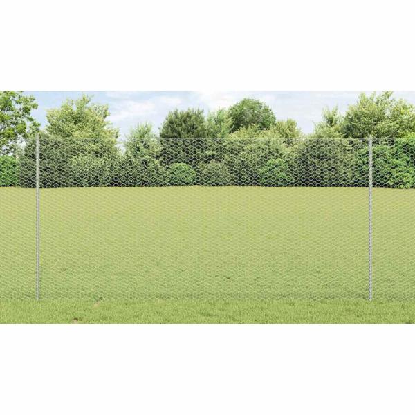 Zaun mit Pfosten Silber 1,2 x 100 m Stahl
