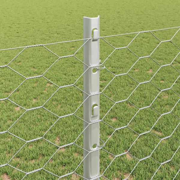 Zaun mit Pfosten Silber 1,2 x 100 m Stahl