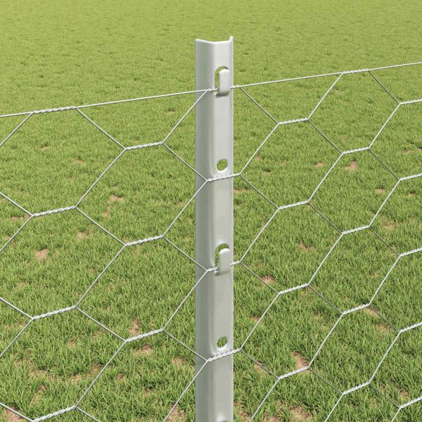 Zaun mit Pfosten Silber 1,2 x 100 m Stahl