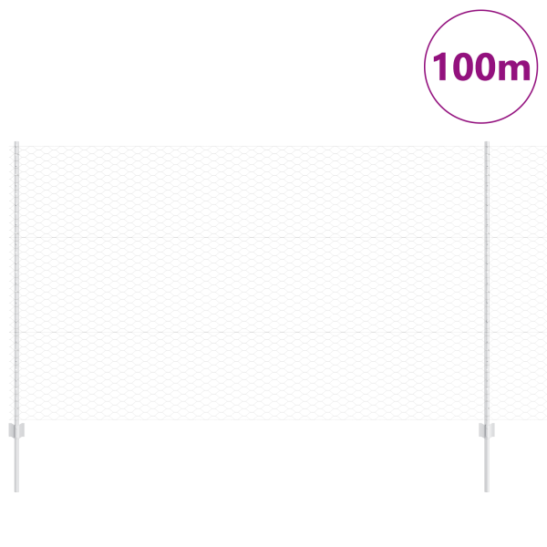 Zaun mit Pfosten Silber 1,4 x 100 m Stahl
