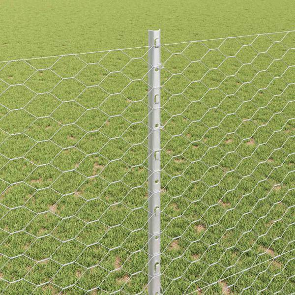 Zaun mit Pfosten Silber 1,4 x 100 m Stahl