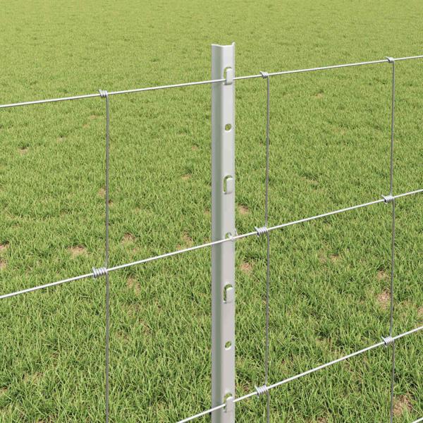 Zaun mit Pfosten Silber 0,8 x 25 m Stahl