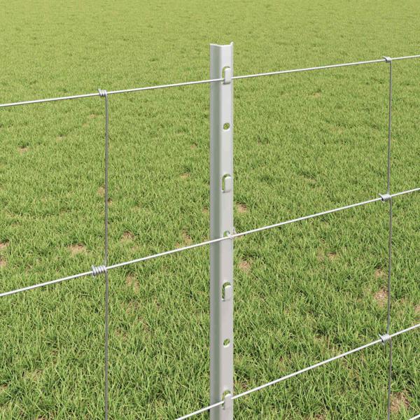 Zaun mit Pfosten Silber 0,8 x 25 m Stahl