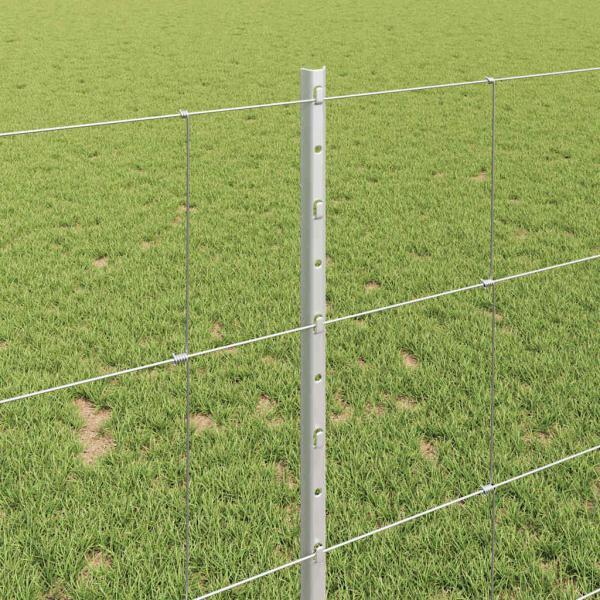 Zaun mit Pfosten Silber 1 x 25 m Stahl