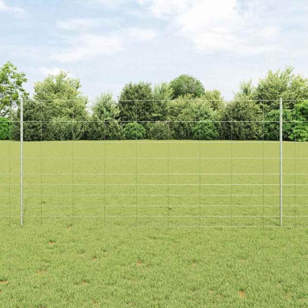 ARDEBO.de - Zaun mit Pfosten Silber 1,2 x 25 m Stahl