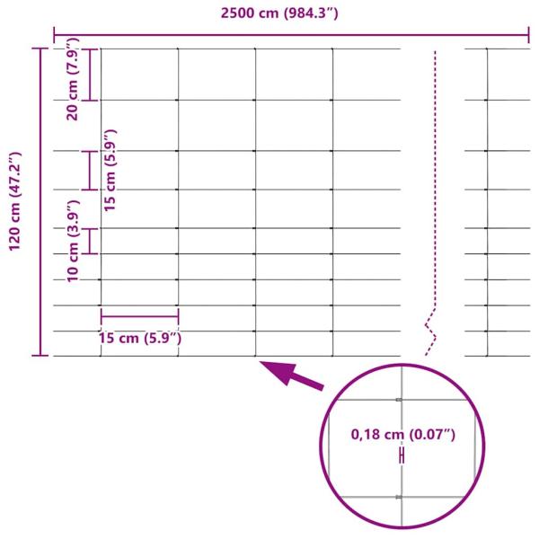 Zaun mit Pfosten Silber 1,2 x 25 m Stahl