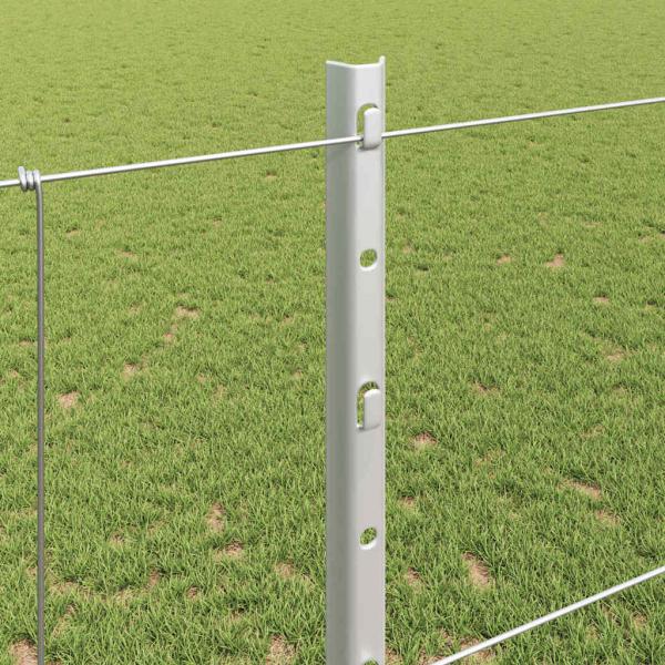 Zaun mit Pfosten Silber 1,2 x 25 m Stahl