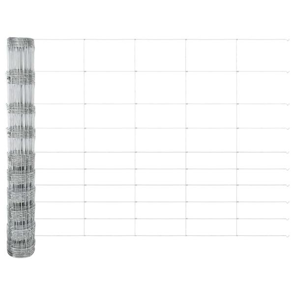 Zaun mit Pfosten Silber 1,2 x 25 m Stahl