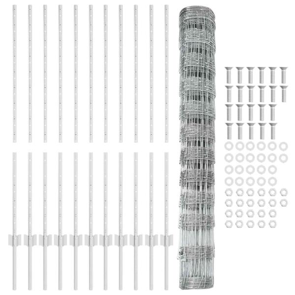 Zaun mit Pfosten Silber 1,2 x 25 m Stahl