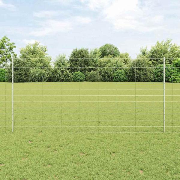 ARDEBO.de - Zaun mit Pfosten Silber 1,2 x 25 m Stahl