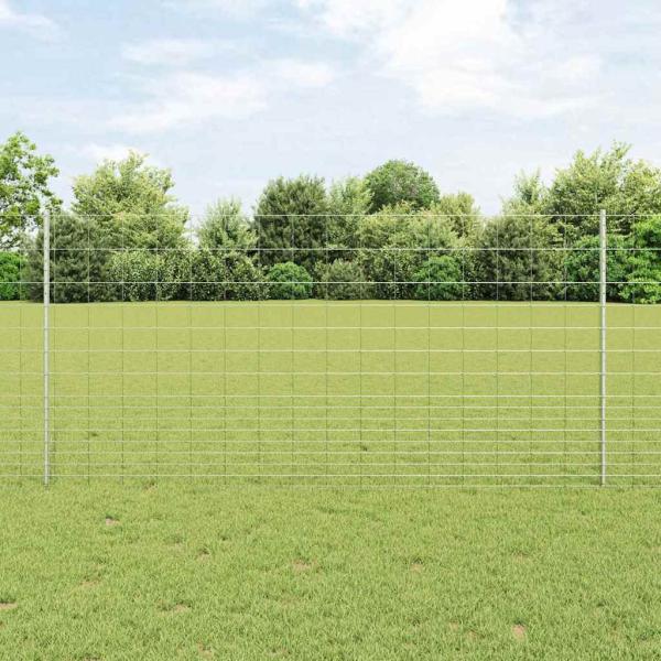 ARDEBO.de - Zaun mit Pfosten Silber 1,2 x 25 m Stahl