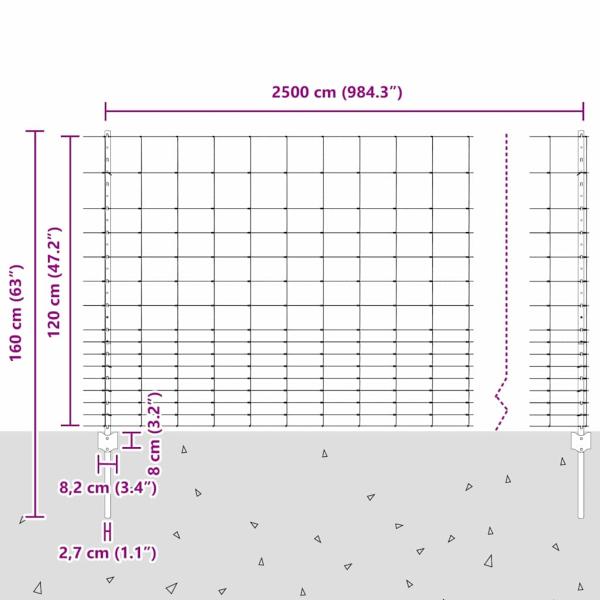 Zaun mit Pfosten Silber 1,2 x 25 m Stahl