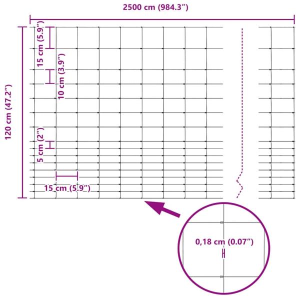 Zaun mit Pfosten Silber 1,2 x 25 m Stahl