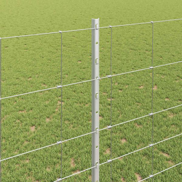 Zaun mit Pfosten Silber 1,4 x 25 m Stahl